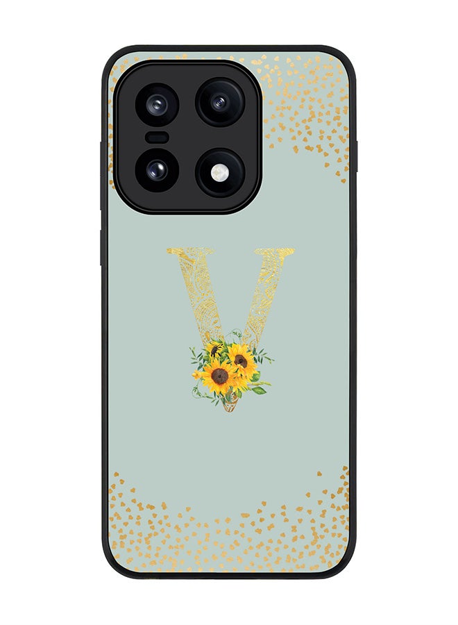 Stylizedd For OnePlus 15 Case,Slim fit Camera Protection, Shockproof Thin Phone cover  - Custom Floral Monogram - V  (Light Grey ) - Image 1